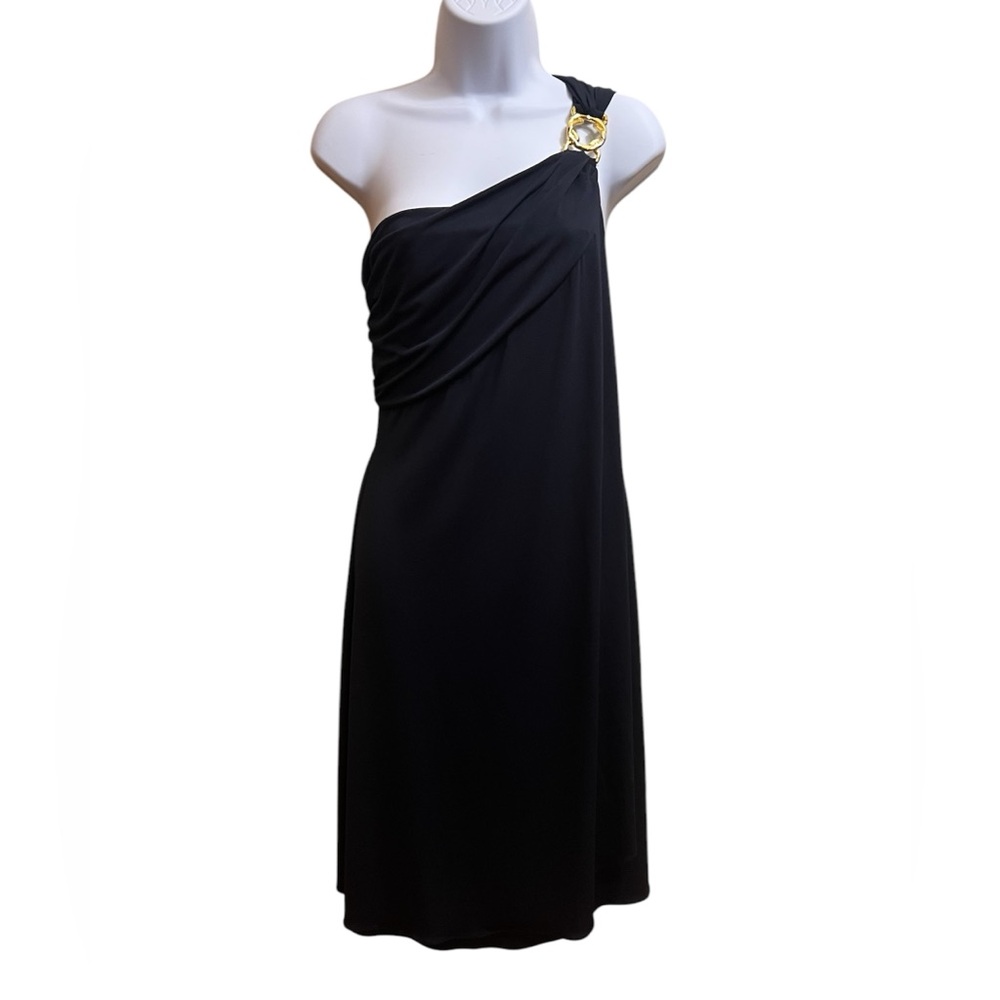 Victoria’s Secret Size S blue grecian one shoulder dress with gold hardware